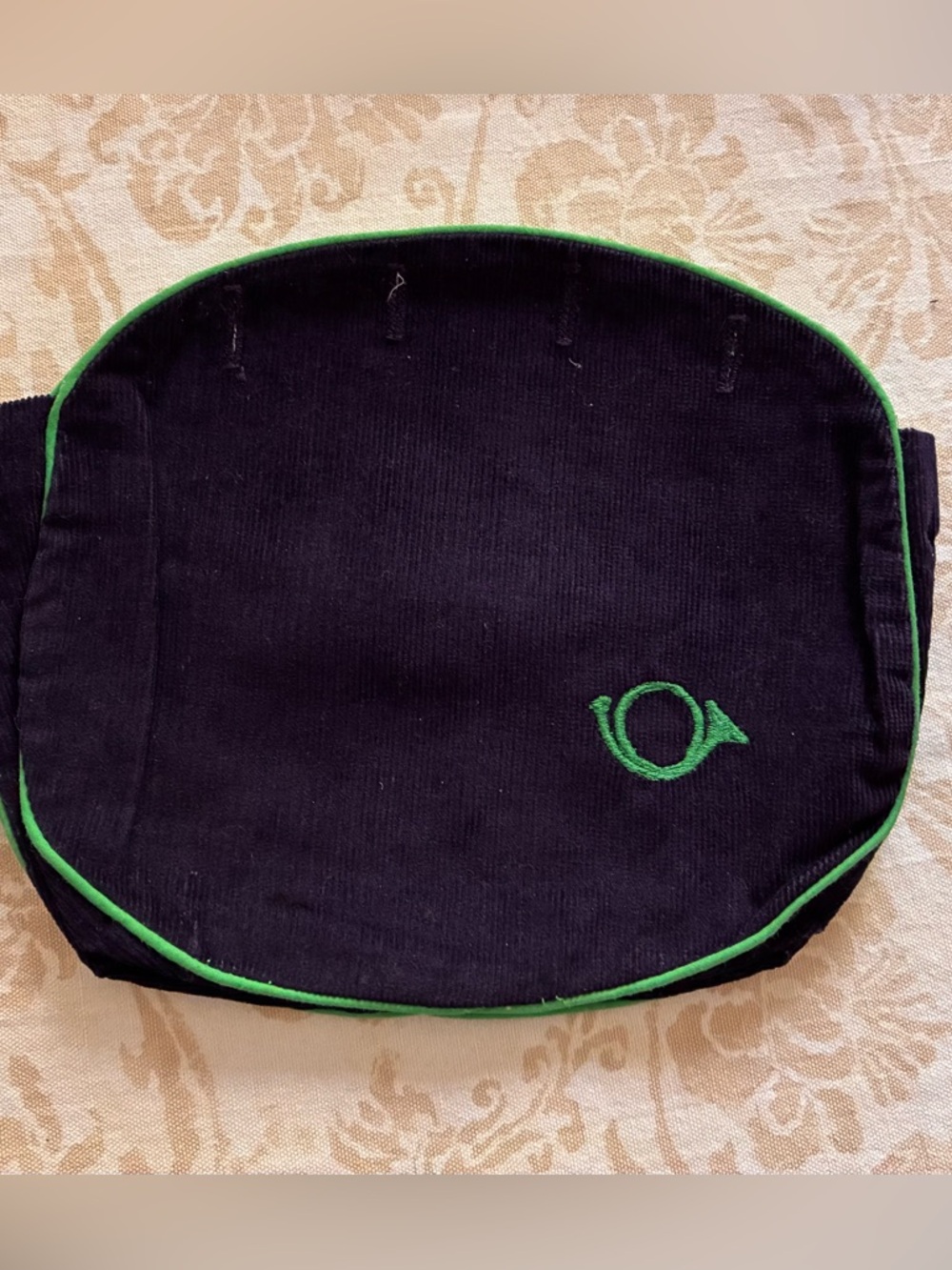 New Bermuda Bag Cover Navy Corduroy Embroidered Horn Bouchever 4 Button Vintage